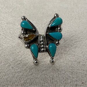 Sterling silver turquoise citrine Butterfly Ring